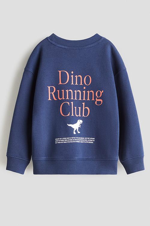 Printed sweatshirt - navy blue/dino running club
