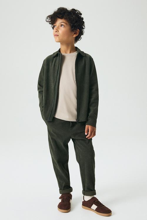 Ribbed velour shacket - dark green