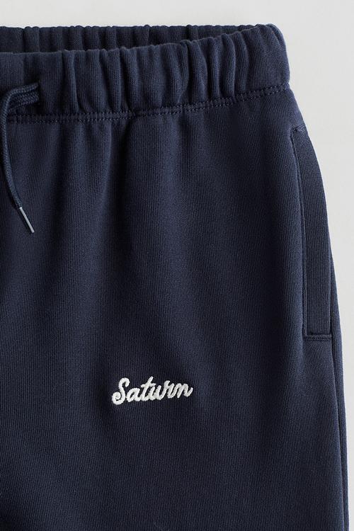 Embroidery-detail cotton joggers - navy blue/saturn 