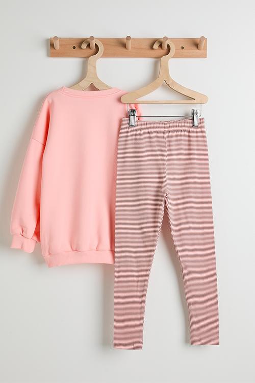 Graphic sweatshirt with leggings - pink/dusty pink stripes
