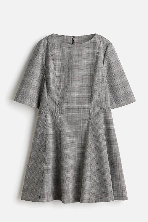 Waisted twill dress - black checked
