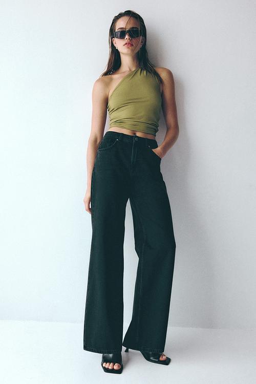 Wide high jeans - black