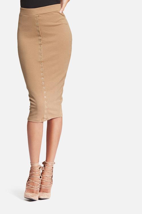 Ribbed popper skirt
