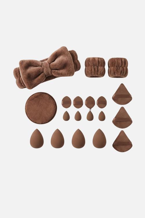 Make Up Sponge Puff 20 Piece Kit - Brown