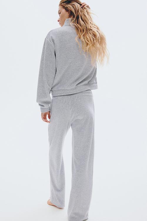 Velour zip-through jacket - grey