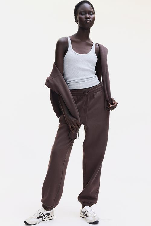 Cotton-blend sweatpants - brown