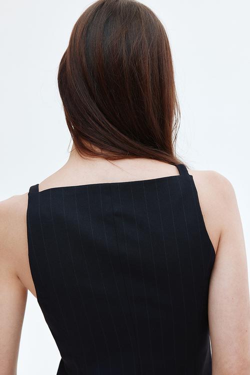 Fitted waistcoat - navy blue pinstriped