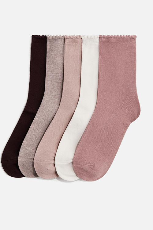 5-pack socks - dusty pink/burgundy 