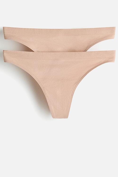 2-pack seamless thong briefs - beige
