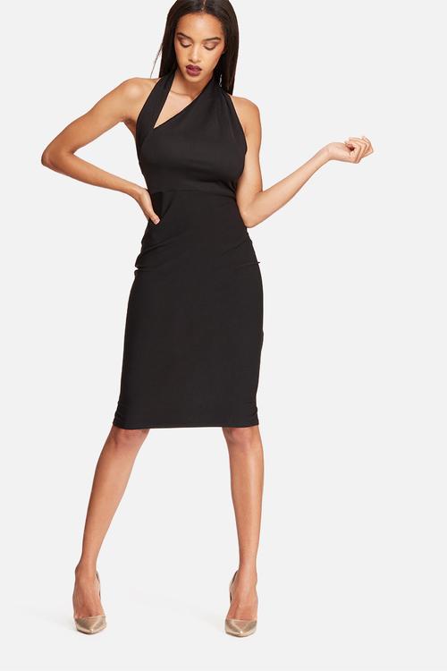 Halterneck cut out midi dress