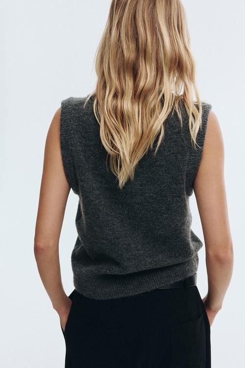 Short sweater vest - dark grey marl