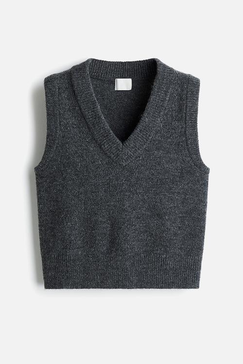 Short sweater vest - dark grey marl