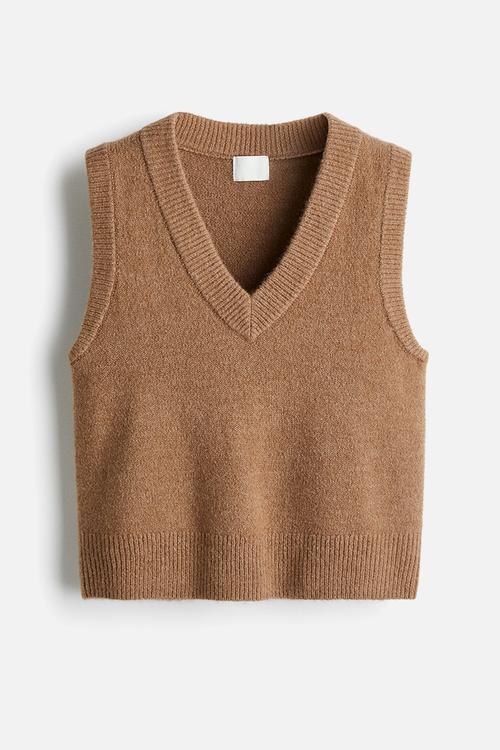 Short sweater vest - dark beige