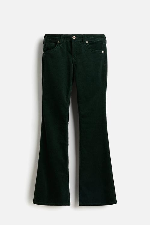 Flared corduroy trousers - dark green 
