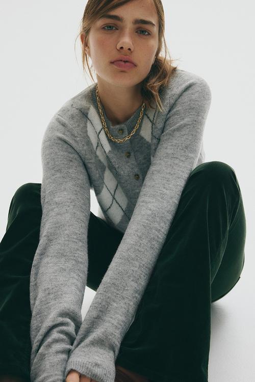 Flared corduroy trousers - dark green 