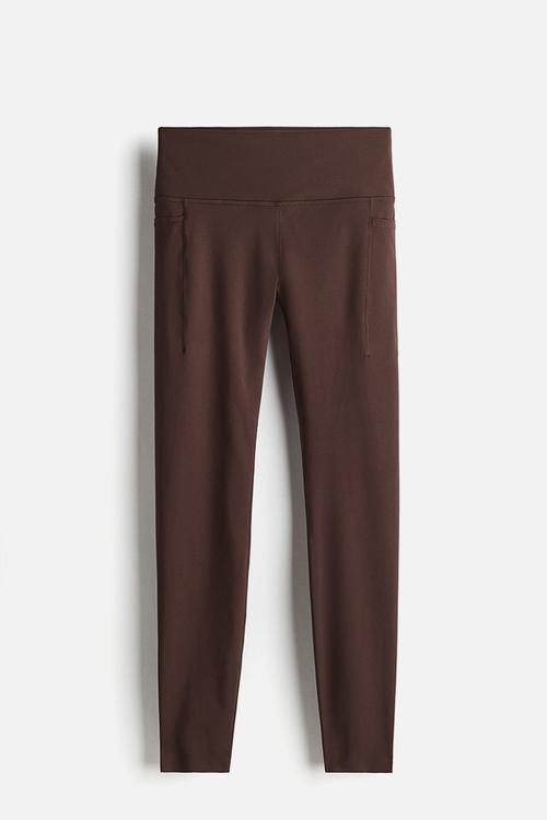 Pocket-detail sports leggings with drymove™ - brown