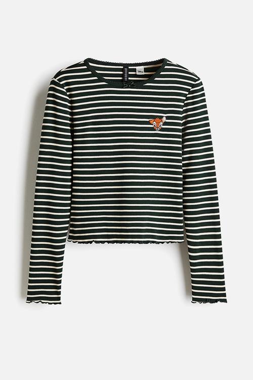 Cotton jersey top - dark green bambi
