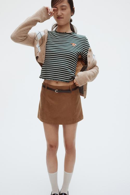 Cotton jersey top - dark green bambi