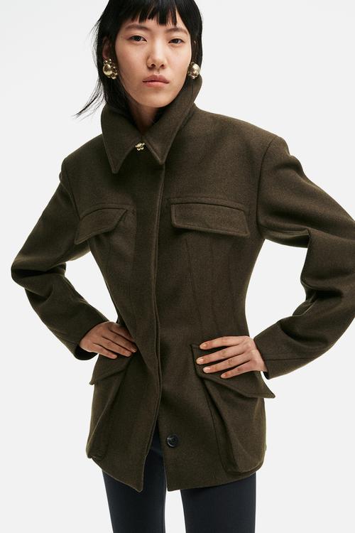 H&M Studio: Wool-blend jacket - dark green 