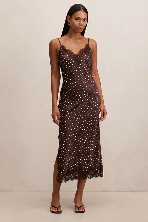 Jess lace trim midi dress in jaya spot