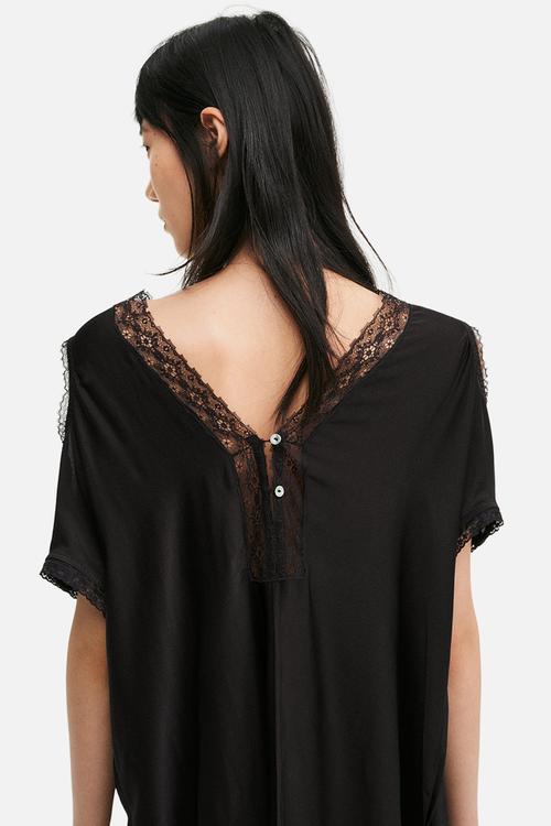 H&M Studio: Lace-trimmed satin dress - black