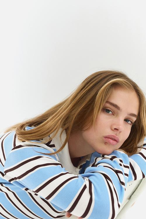 Polo shirt - white/striped 