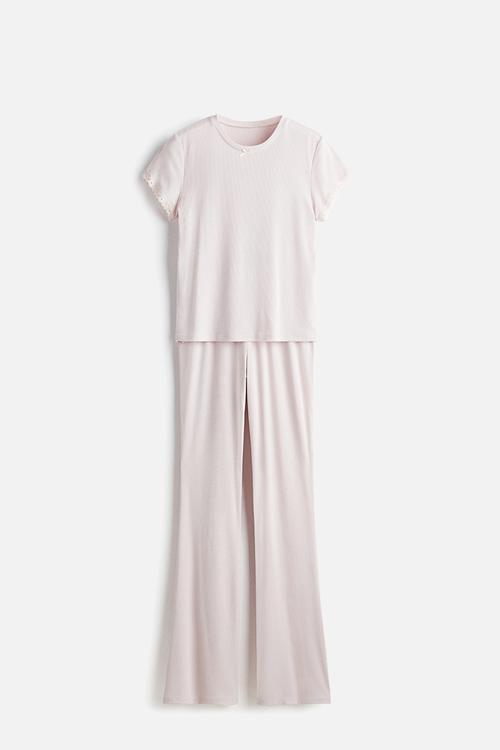 Ribbed modal pyjamas - pink