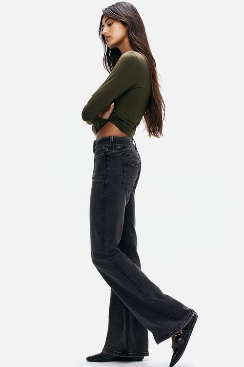 Flared low jeans - dark denim grey