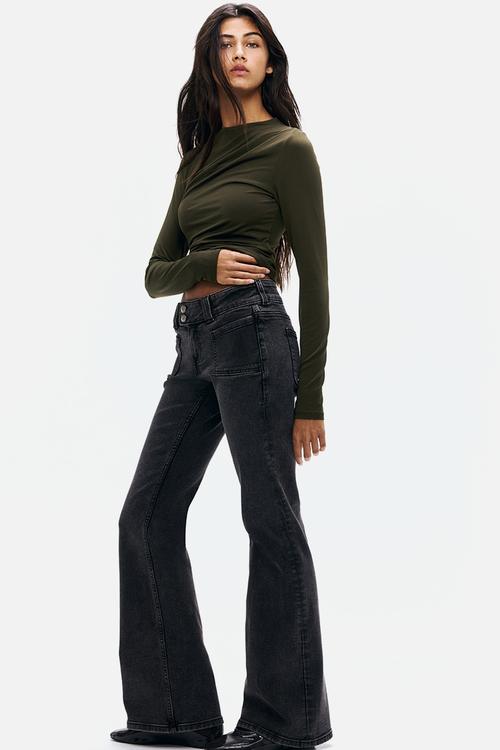Flared low jeans - dark denim grey
