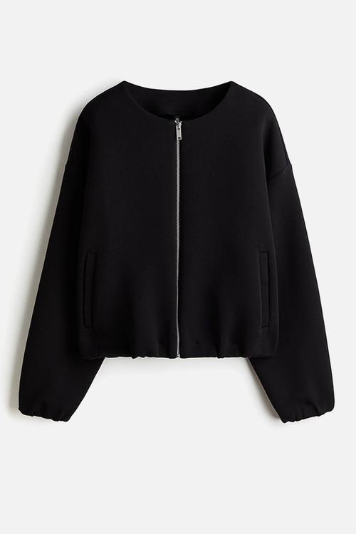 Scuba zip-through sweatshirt - black