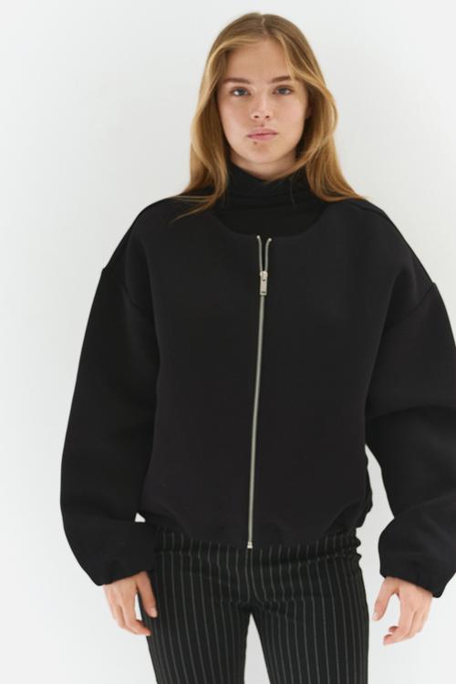 Scuba zip-through sweatshirt - black
