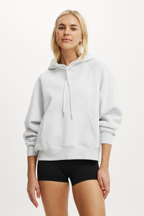Plush Essential Raglan Hoodie - Cloudy Grey Marle