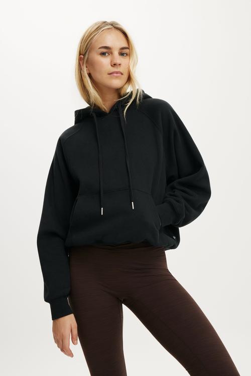 Plush Essential Raglan Hoodie - Black