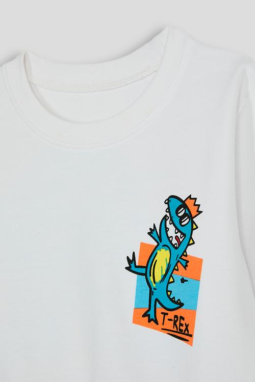 Cartoon t-rex placement print sweatshirt - white