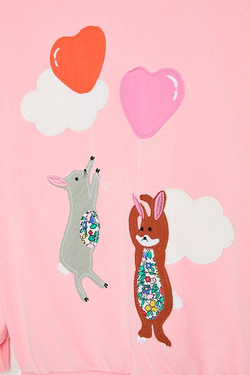 Patchwork graphic print sweat top - pink