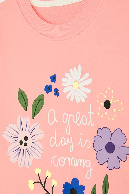 Slogan sweatshirt - pink/flowers