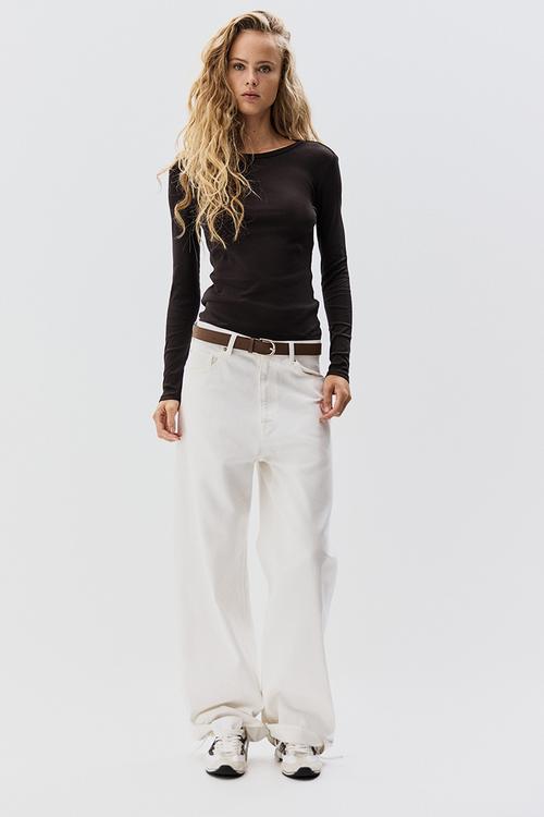 Ribbed cotton top - dark brown