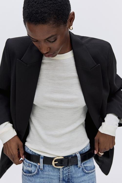 Throw-on blazer - black