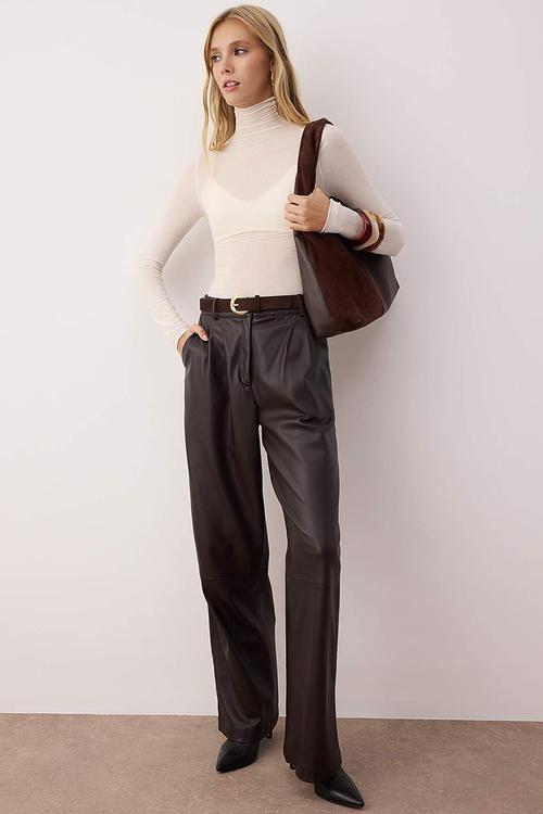 Transparent Stand Collar Stretchy Regular Size Knitted Blouse - Ecru