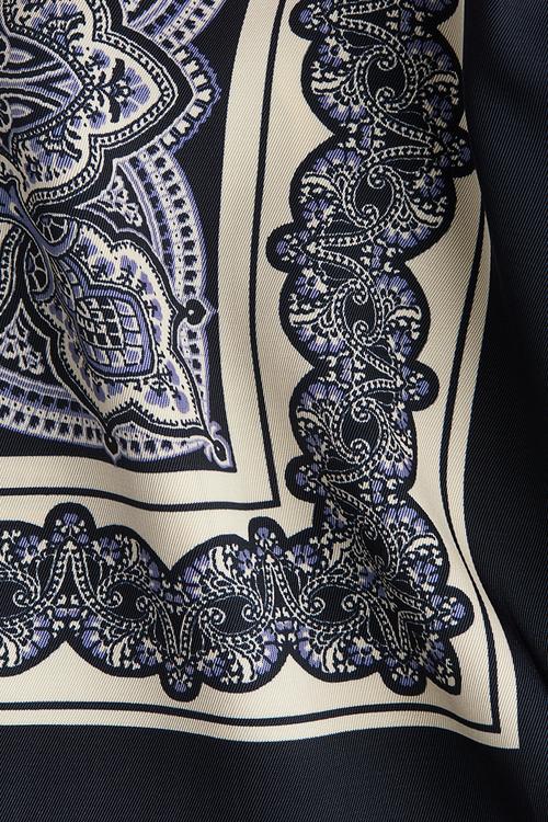 Straight trousers - navy blue/patterned 