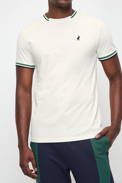 Mens Tipped Pony Crew Neck Short sleeve Tee - White