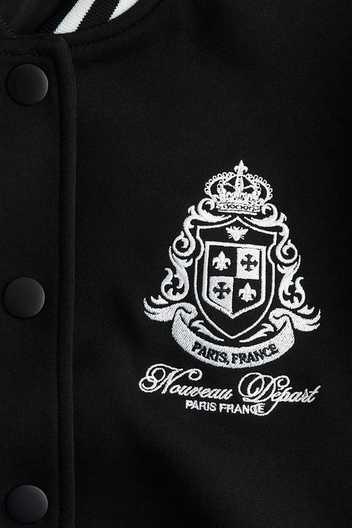 Motif-detail baseball jacket - black/paris 