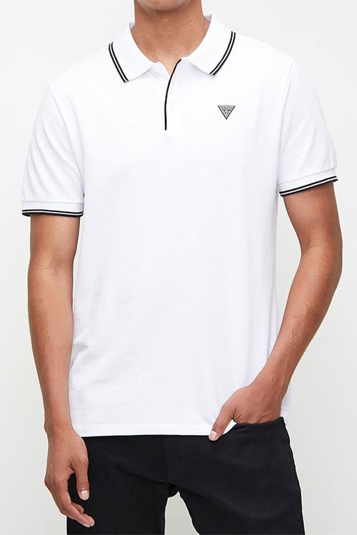 Tipped core polo - pure white