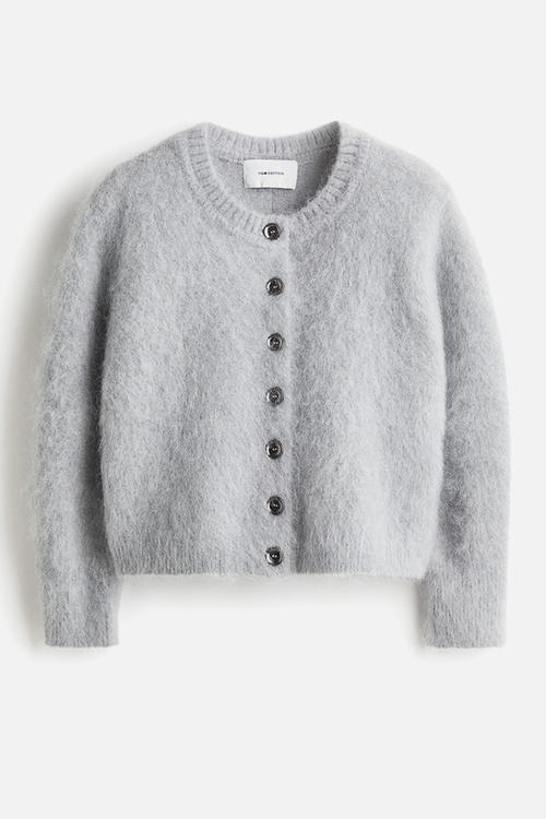 Mohair-blend cardigan - light grey 
