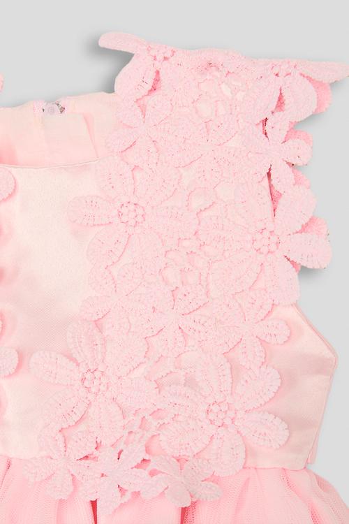 Lace cross bouffant dress - pink