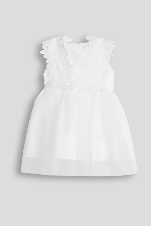 Lace cross bouffant dress - white