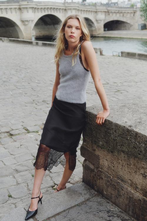 Mohair-blend vest top - light grey
