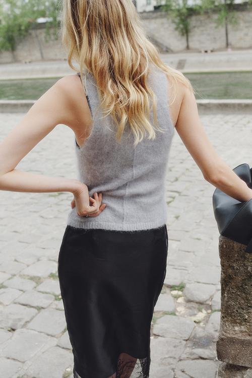 Mohair-blend vest top - light grey