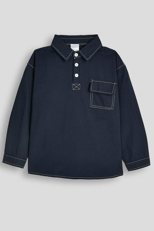 Denim shirt with contrast stitching - navy