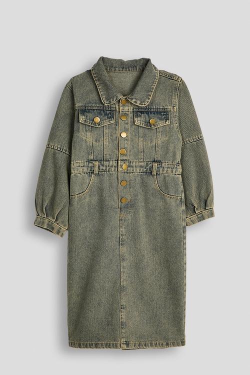 Vintage wash denim dress - blue